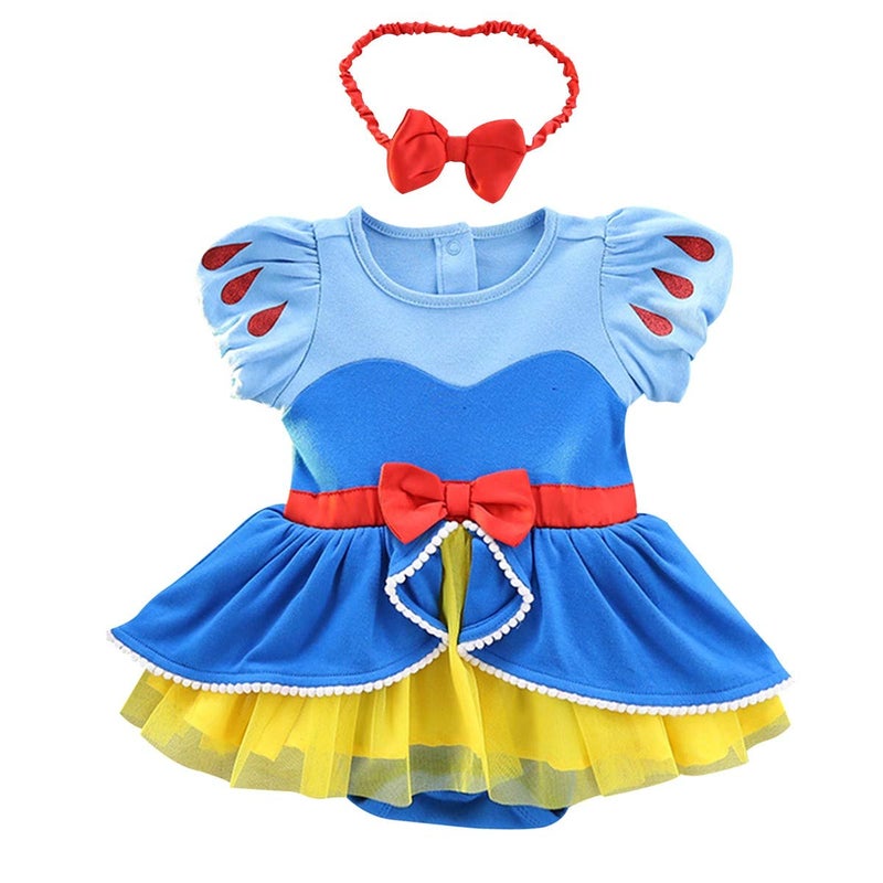 MYRISAM Christmas Costumes for Baby Toddler Girls Snow White Princess Birthday Bodysuit Romper Tutu Dress w/Headband - Image 1